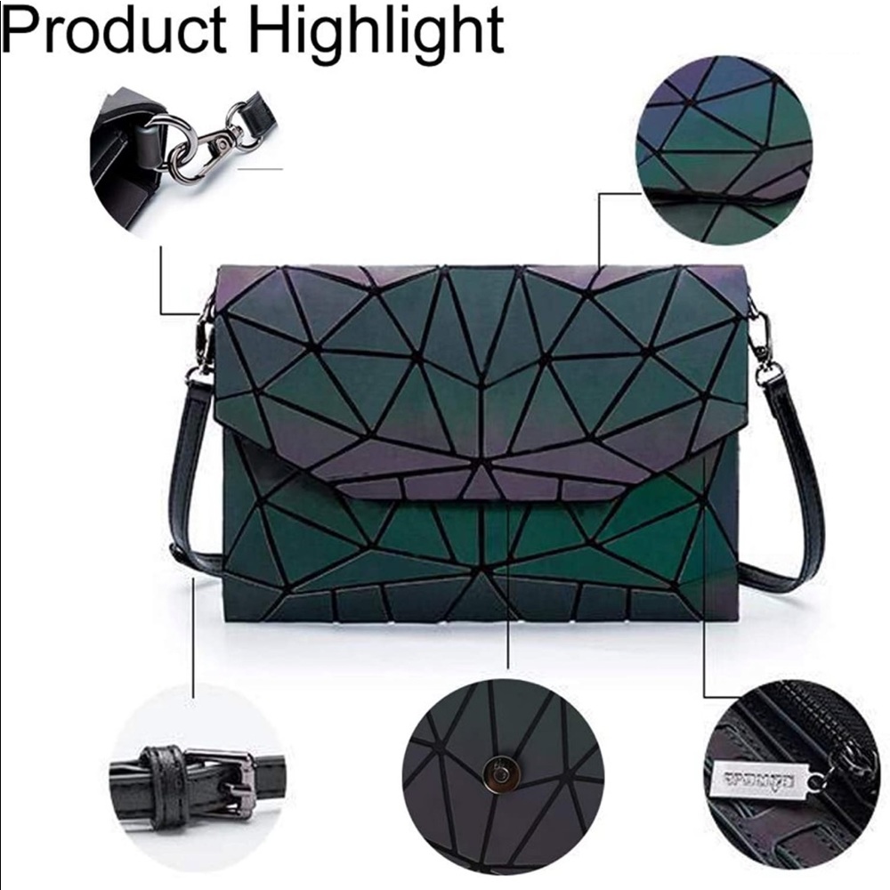 Gowetion Geometric Holographic Clutch Crossbody bag